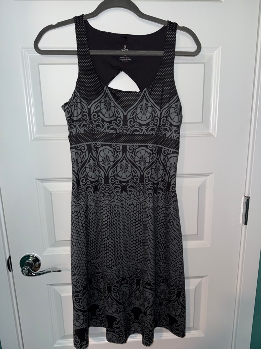 Prana Black and Gray Patterned Midi Dress